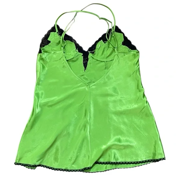Frederick's of Hollywood Women's Vibrant Green Chemise Satin Slip Dress Sz. M - Picture 3 of 9